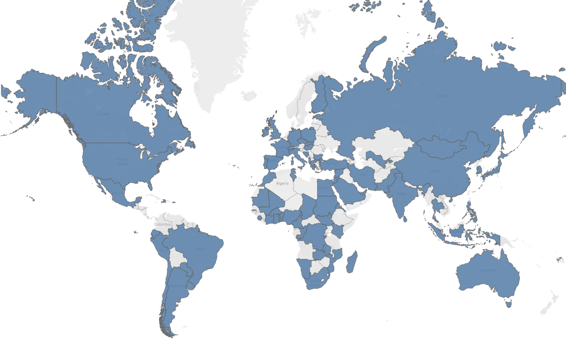 World map showing countries involved in negotiation of the MAC Protocol